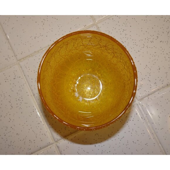 Vintage Yellow Spaghetti String Drink Glass 1970s mcm rocks glass - Picture 4 of 10